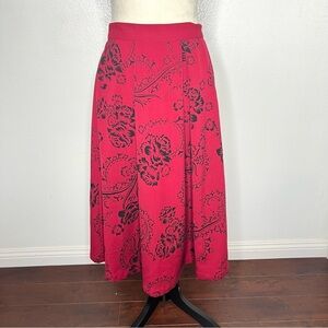 BETTIE PAGE By Tatyana Retro Vintage Style Red Midi Swing Skirt Full Size XXL